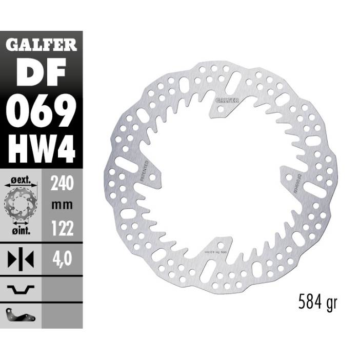 Brake disc Galfer Shark Honda CRF 250 X (04-17) rear - 4 mm DF069HW4