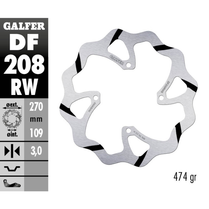 Brake disc Galfer Race Kawasaki KX 250 F (06-14) front maggiorato DF208RW