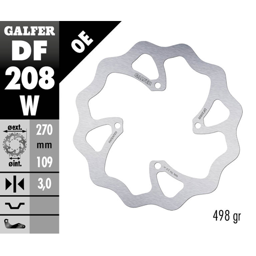Brake disc Galfer Wave Kawasaki KX 250 (06-08) front maggiorato DF208W
