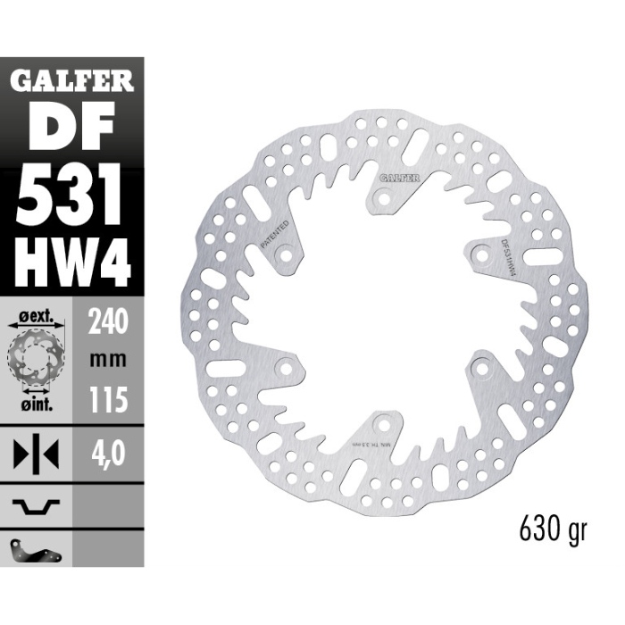 Brake disc Galfer Shark Fantic 450 XXF (22-25) rear - 4 mm DF531HW4