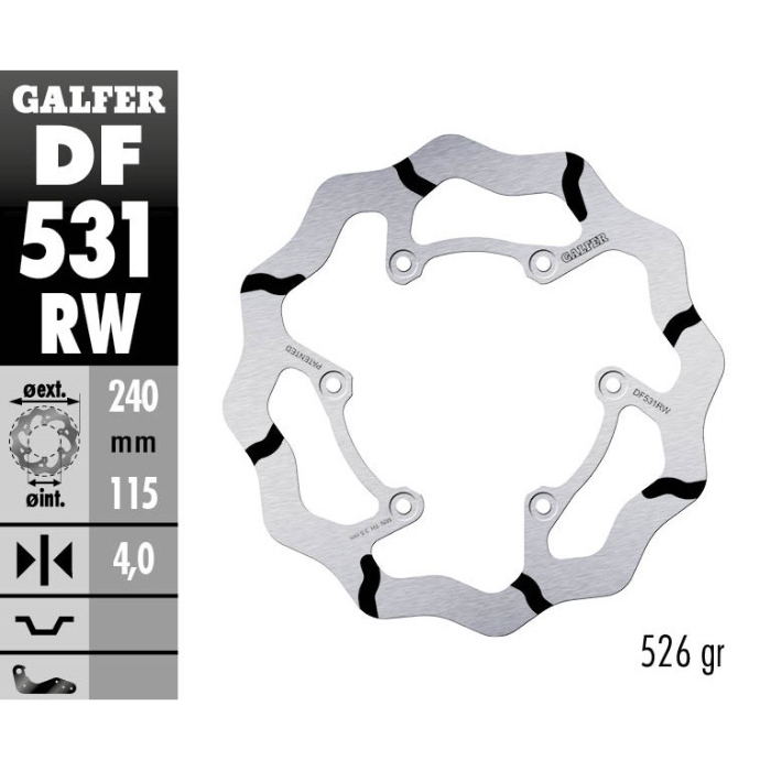 Brake disc Galfer Race Yamaha YZ 250 F (21-25) rear DF531RW
