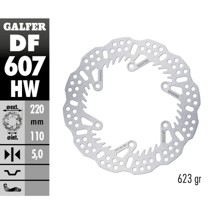 Brake disc Galfer Shark Husaberg 450 FE (04-14) rear - 5 mm DF607HW