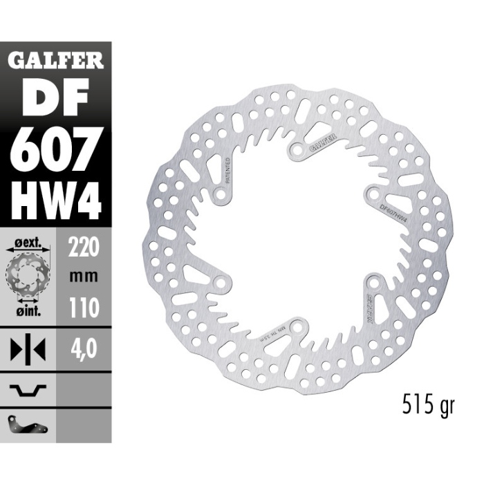 Brake disc Galfer Shark Husaberg 450 FE (04-14) rear - 4 mm DF607HW4