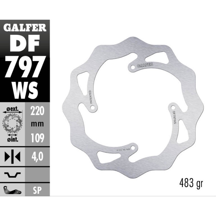 Brake disc Galfer Wave Husqvarna 85 TC (14-20) rear maggiorato DF797WS