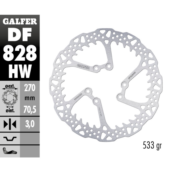 Brake disc Galfer Shark TM EN/MX 125 (04-25) front DF828HW