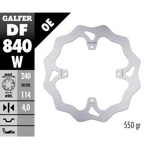 Brake disc Galfer Wave TM EN/MX 450 F (15-25) rear DF840W