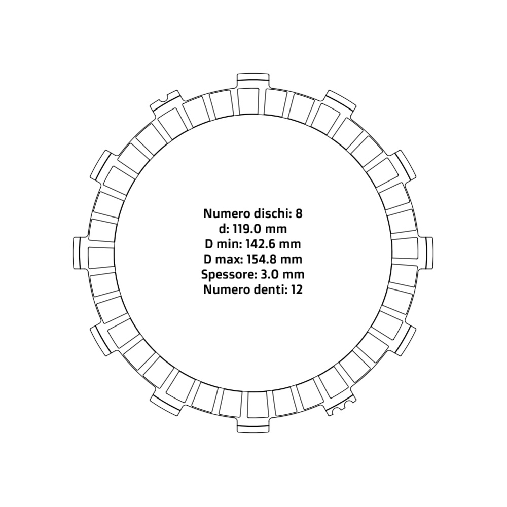 Clutch plates NRTeam Beta RR 498 (12-14) - Friction set DS02.F001.8