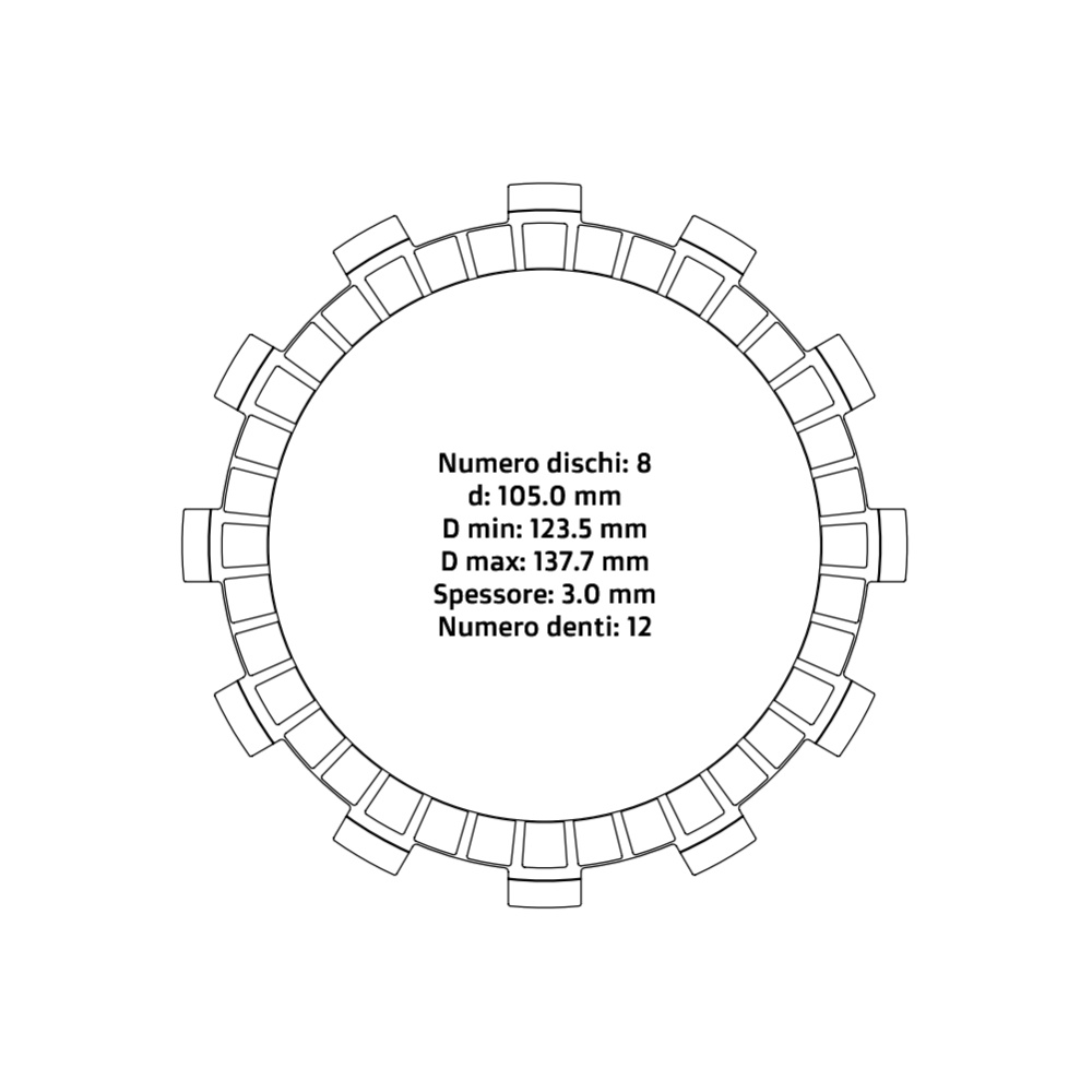 Clutch plates NRTeam Yamaha YZ 125 (91-25) - Friction set DS02.F012.8