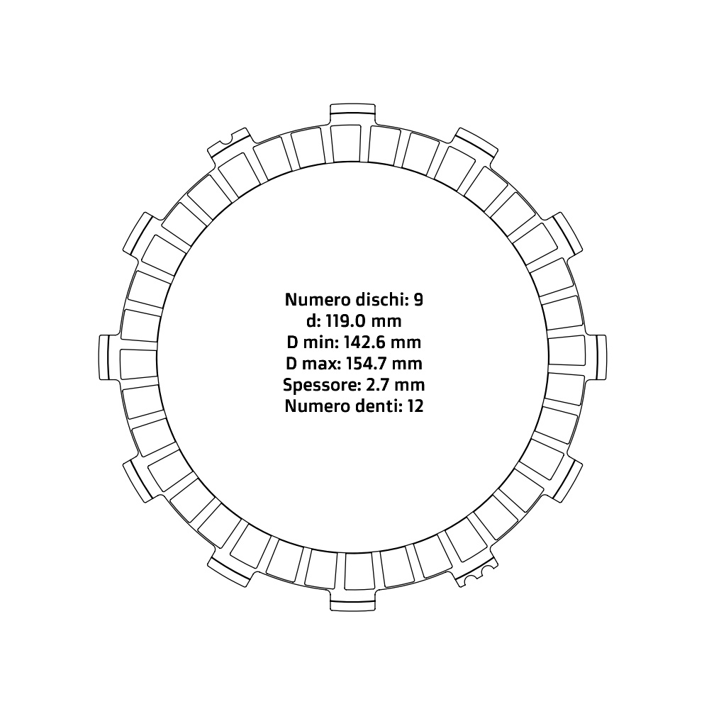 Clutch plates NRTeam KTM 250 EXC (98-12) - Friction set DS02.F016.9