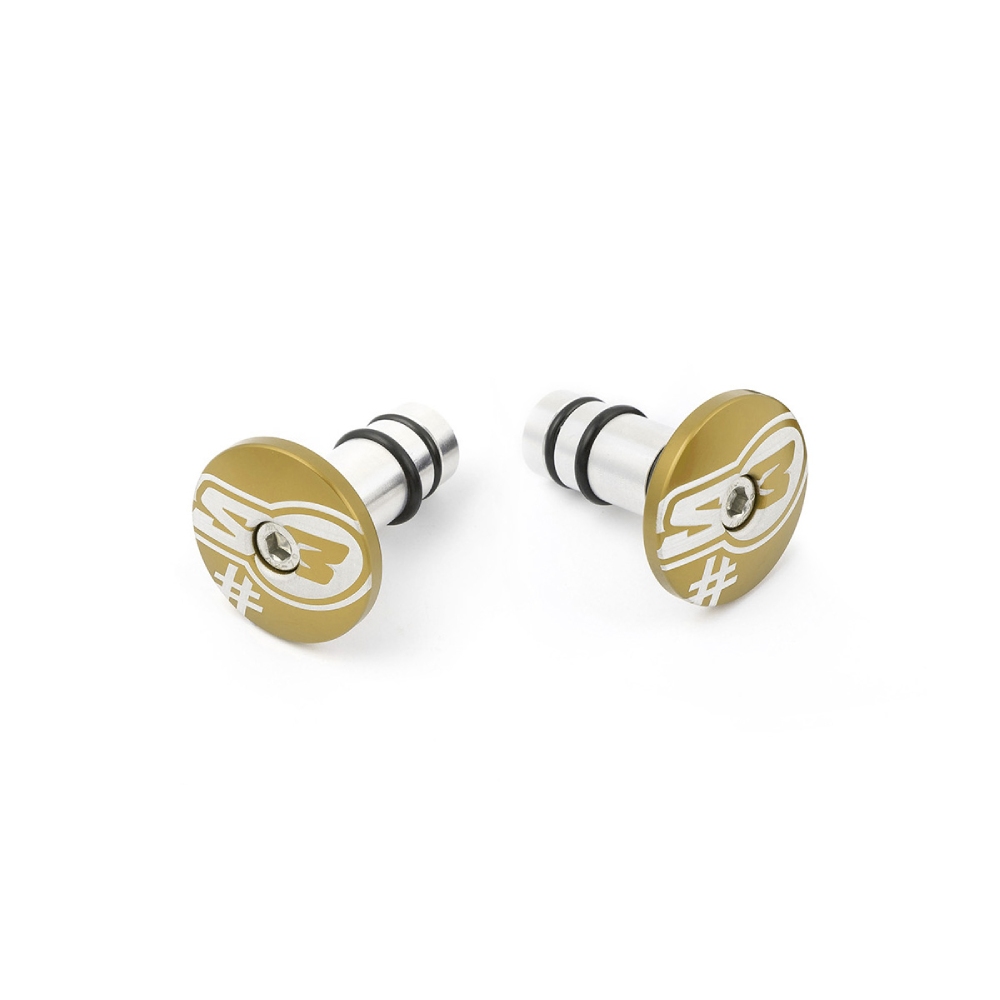 Pair of handlebar end caps S3 gold Too Pair of handlebar end caps S3 gold Too