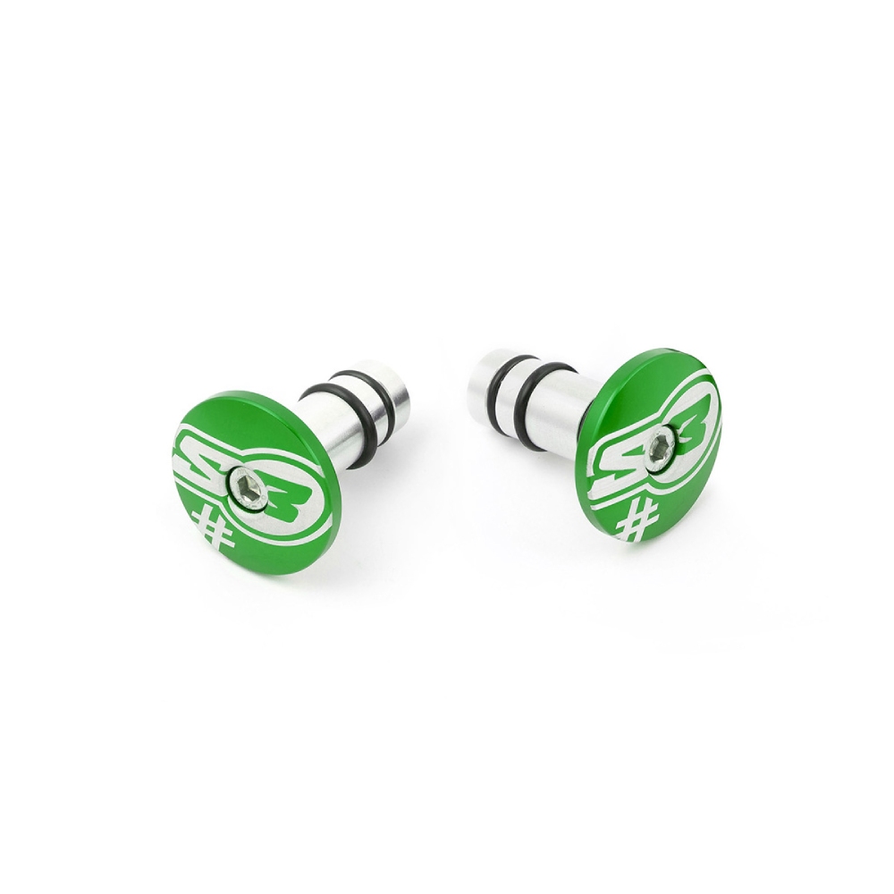 Pair of handlebar end caps S3 green Too Pair of handlebar end caps S3 green Too