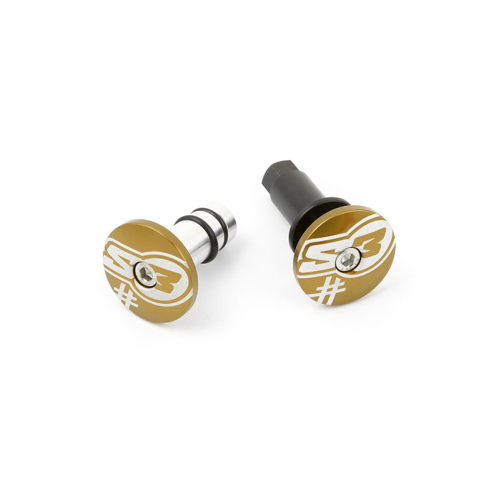 Pair of handlebar end caps S3 gold Five Pair of handlebar end caps S3 gold Five