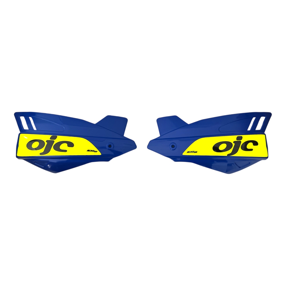 Pair of handguards OJC SHARK universal blue (neon yellow sticker)