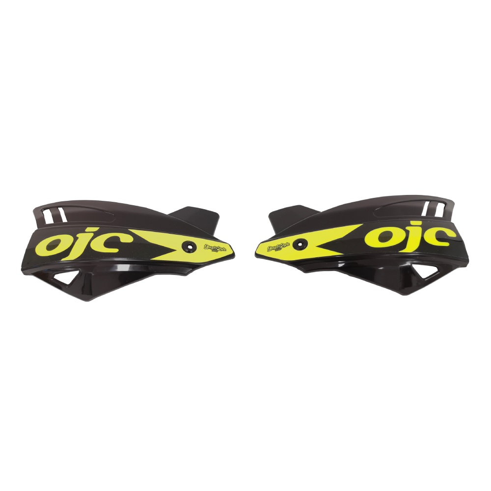 Pair of handguards OJC SHARK universal black (neon yellow sticker)