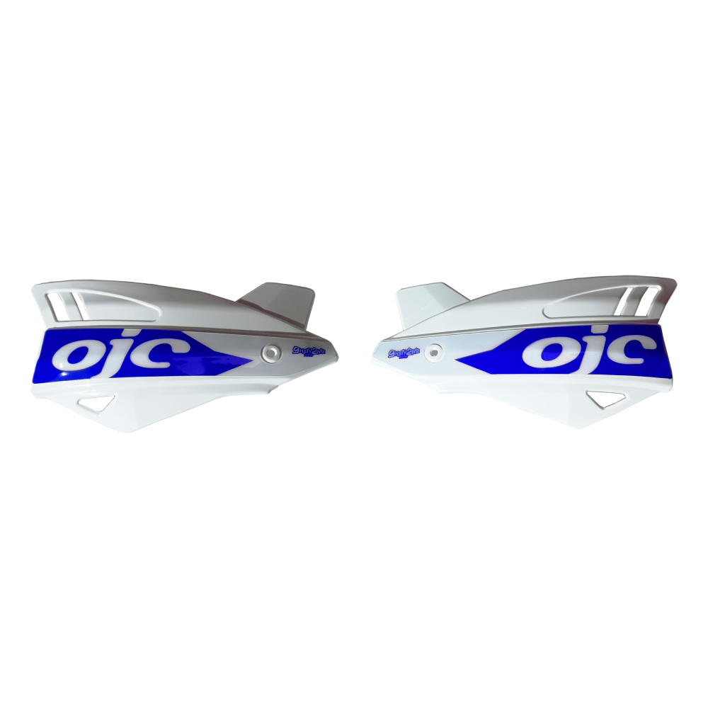 Pair of handguards OJC SHARK universal white (blue sticker) PNSK.WB